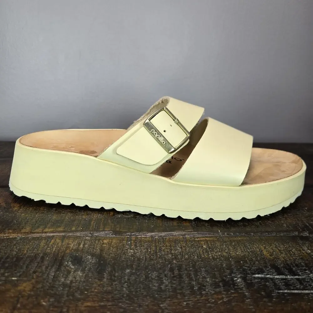 Papillio Almina Ecru Womens 10 Mens 8 EU 41 Narrow Platform Sandals Yellow Brown